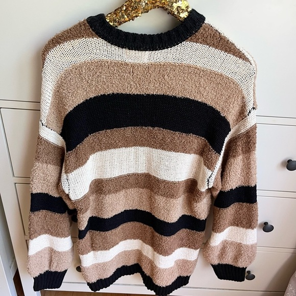 NWT Show Me Your MUMU Timothy Tunic Sweater in Neutral Stripe - Picture 2 of 8